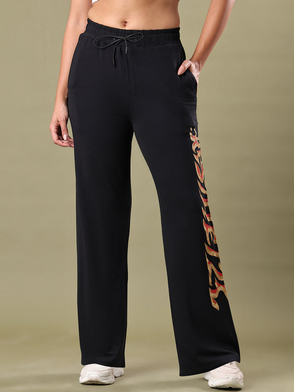 WOMEN BAGGY FLAME JOGGER BLACK