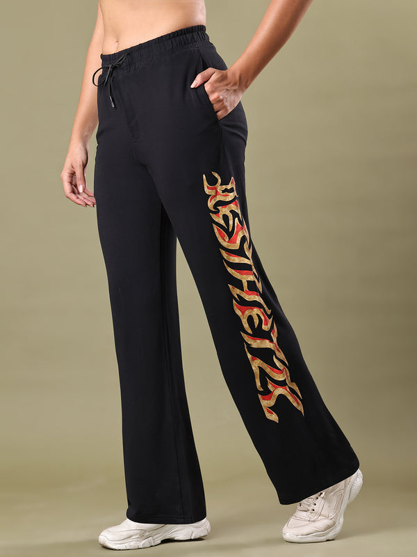 WOMEN BAGGY FLAME JOGGER BLACK