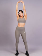 Women Grey Ripped Active Wear Gym Co-Ord