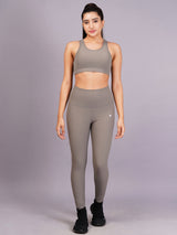 Women Grey Ripped Active Wear Gym Co-Ord