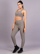 Women Grey Ripped Active Wear Gym Co-Ord