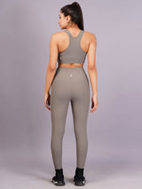 Women Grey Ripped Active Wear Gym Co-Ord