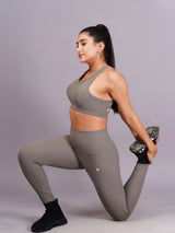 Women Grey Ripped Active Wear Gym Co-Ord