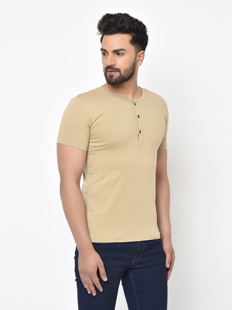 Placket T-Shirt- Beige