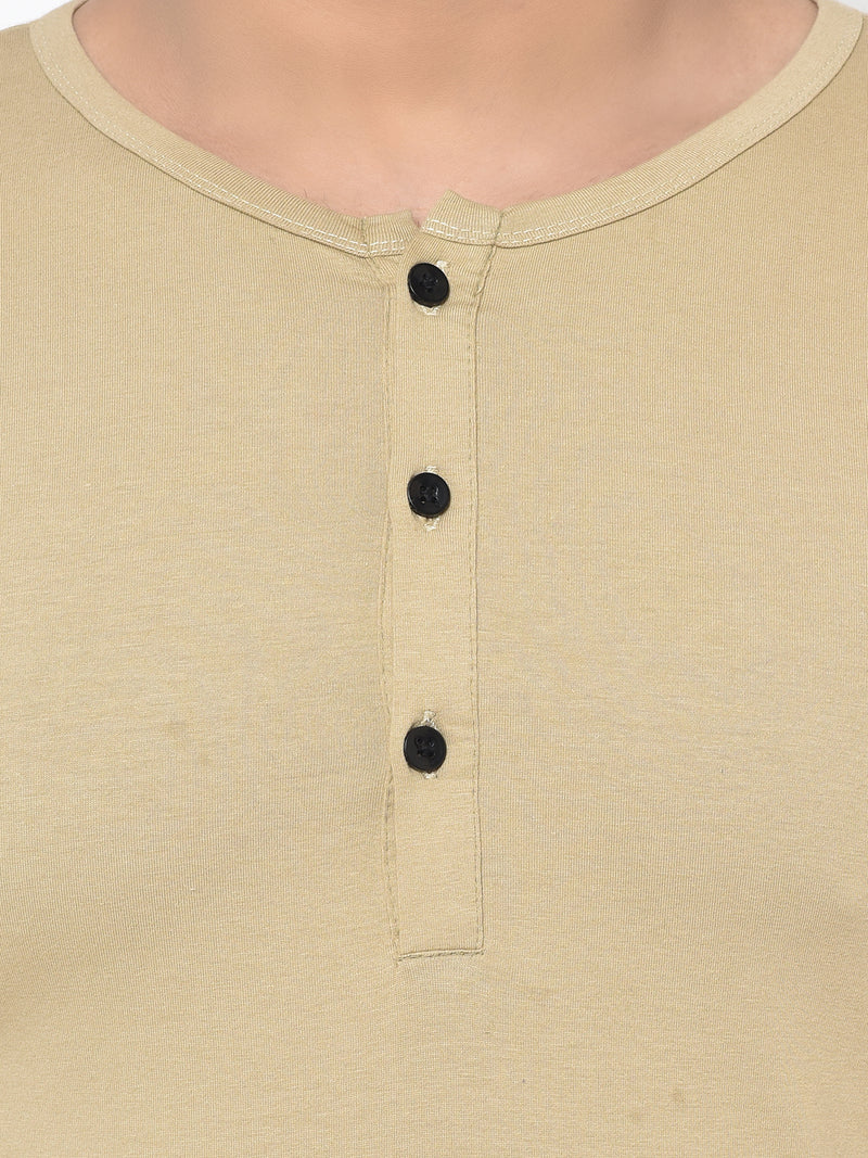 Placket T-Shirt- Beige