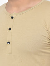 Placket T-Shirt- Beige